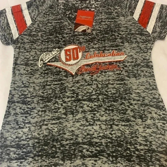 Barrett Jackson Women's Vintage BurnoutClassic 50thCelebTshirt Rhinestone XL NWT - Picture 2 of 10